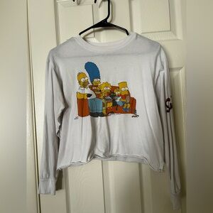 White Long Sleeve Simpsons Graphic Tee
